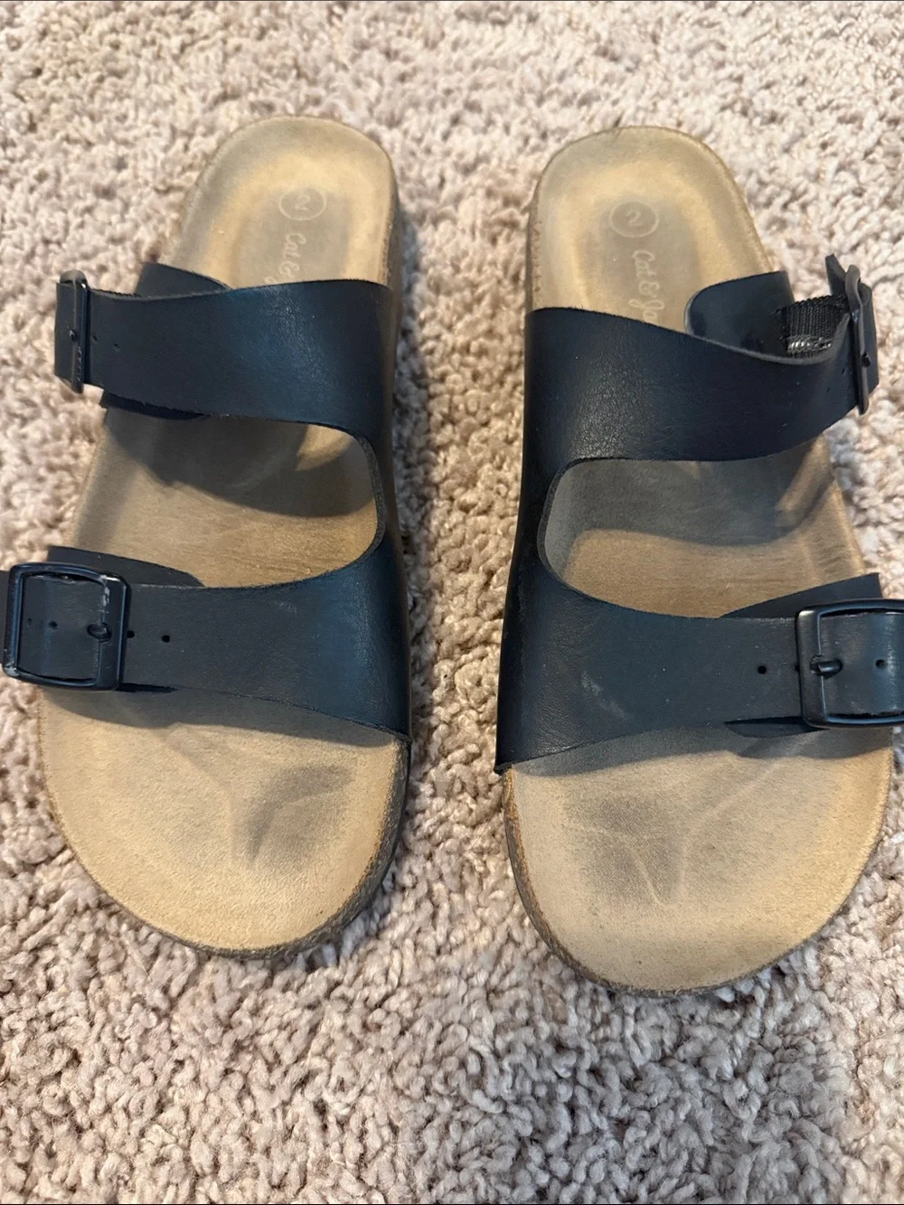 Cat & Jack Black Double-Strap Buckle Slide Sandals
